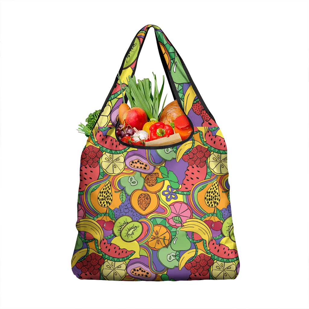 Hawaii Fruits Hippie Style Grocery Bag Vibrant Colorful