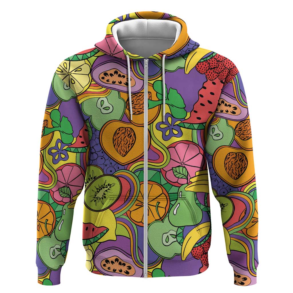 Hawaii Fruits Hippie Style Hoodie Vibrant Colorful LT01 Zip Hoodie Multicolor - Polynesian Pride