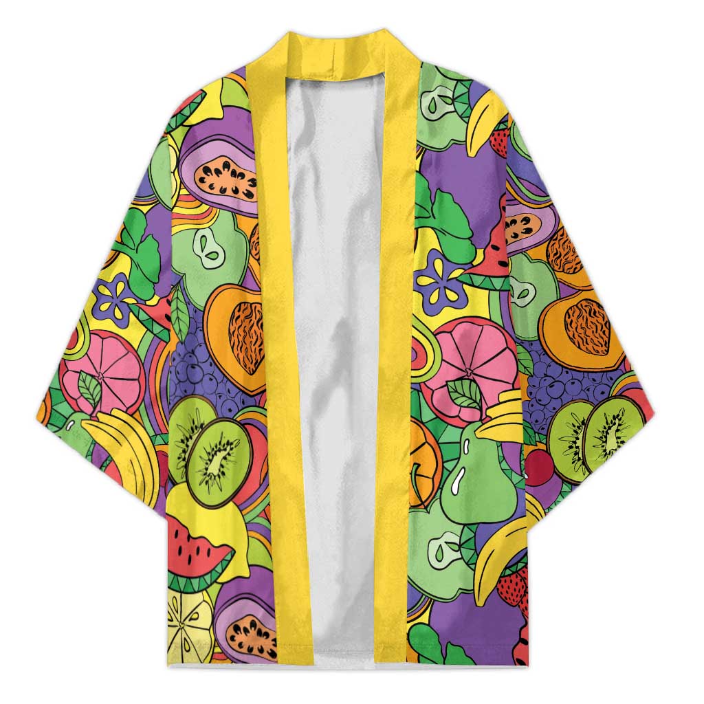 Hawaii Fruits Hippie Style Kimono Vibrant Colorful