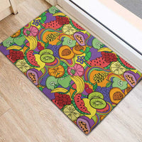 Hawaii Fruits Hippie Style Rubber Doormat Vibrant Colorful