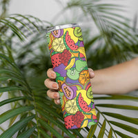 Hawaii Fruits Hippie Style Skinny Tumbler Vibrant Colorful