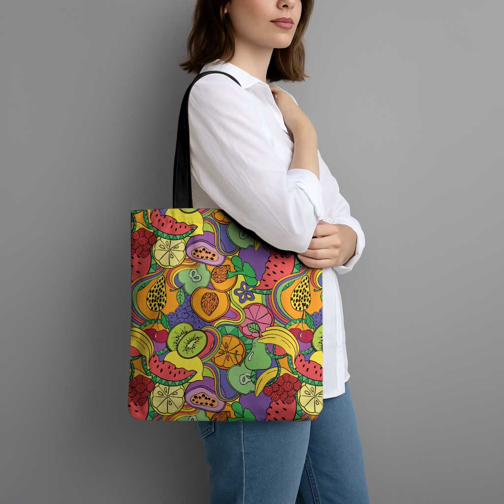 Hawaii Fruits Hippie Style Tote Bag Vibrant Colorful