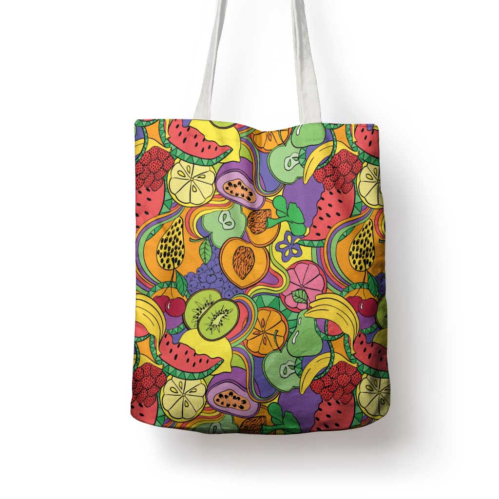Hawaii Fruits Hippie Style Tote Bag Vibrant Colorful