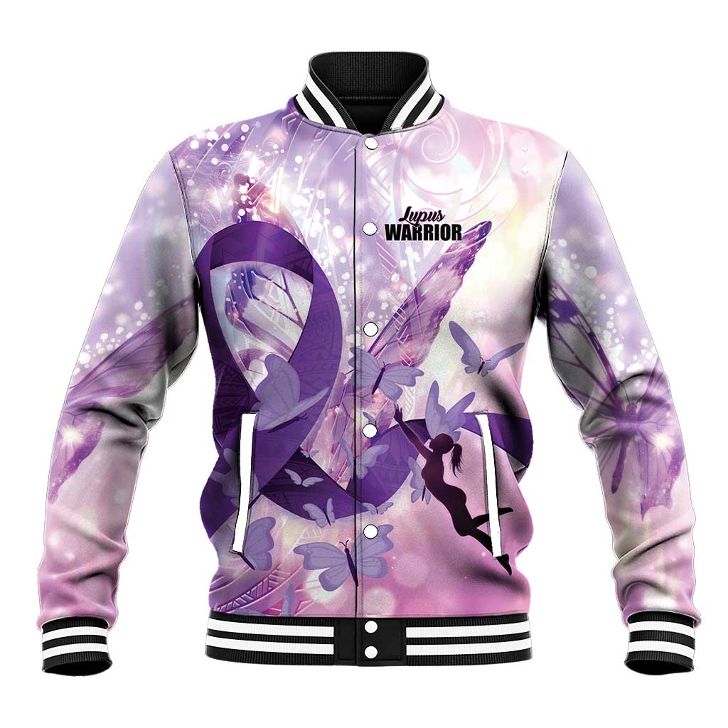 Personalized Polynesian Lupus Awareness Baseball Jacket Butterfly Hologram Lupus Warrior