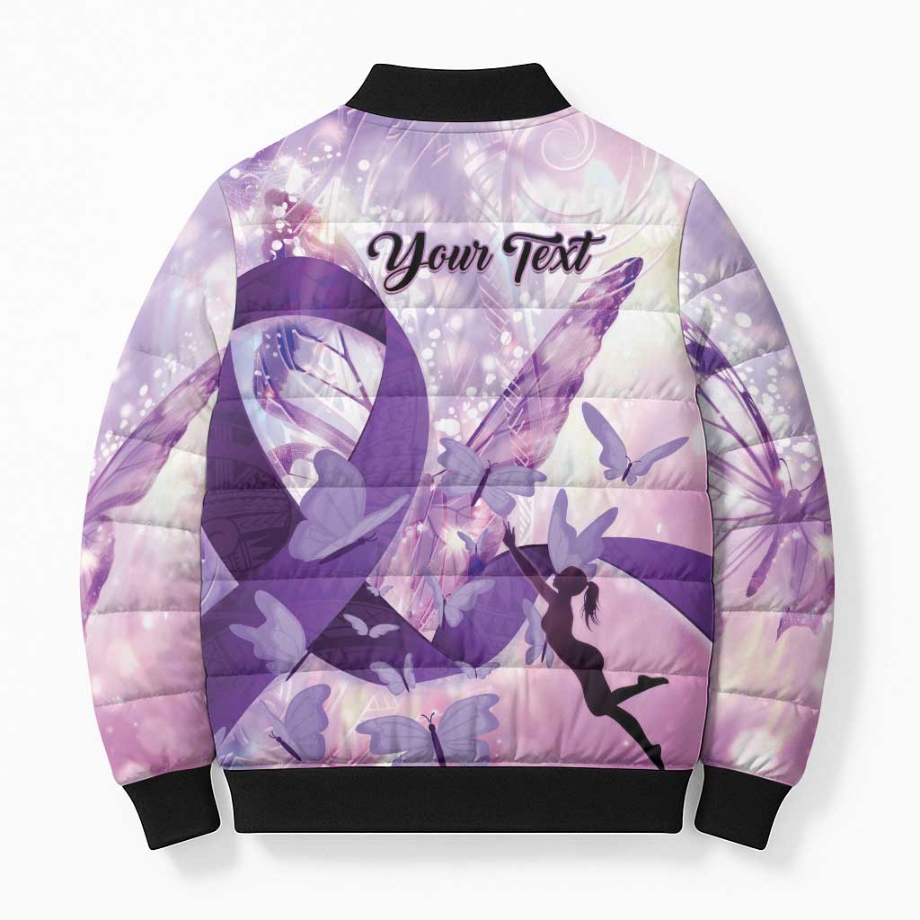 Personalized Polynesian Lupus Awareness Bomber Puffer Jacket Butterfly Hologram Lupus Warrior LT01 - Polynesian Pride