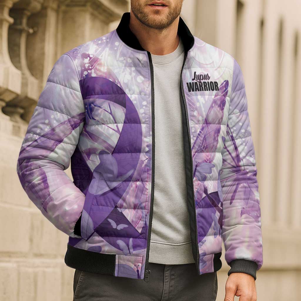 Personalized Polynesian Lupus Awareness Bomber Puffer Jacket Butterfly Hologram Lupus Warrior LT01 - Polynesian Pride