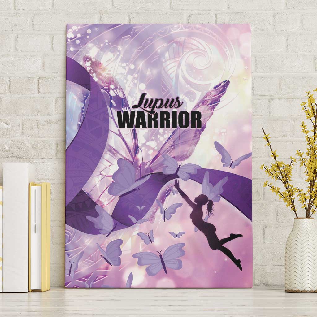 Polynesian Lupus Awareness Canvas Wall Art Butterfly Hologram Lupus Warrior