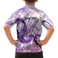 Personalized Polynesian Lupus Awareness Family Matching Long Sleeve Bodycon Dress and Hawaiian Shirt Butterfly Hologram Lupus Warrior LT01 - Polynesian Pride