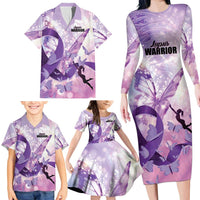 Personalized Polynesian Lupus Awareness Family Matching Long Sleeve Bodycon Dress and Hawaiian Shirt Butterfly Hologram Lupus Warrior LT01 - Polynesian Pride
