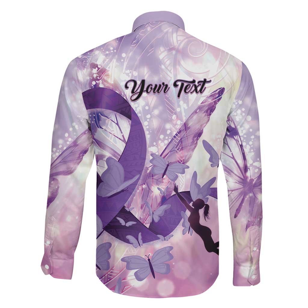 Personalized Polynesian Lupus Awareness Family Matching Long Sleeve Bodycon Dress and Hawaiian Shirt Butterfly Hologram Lupus Warrior LT01 - Polynesian Pride
