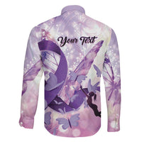 Personalized Polynesian Lupus Awareness Family Matching Long Sleeve Bodycon Dress and Hawaiian Shirt Butterfly Hologram Lupus Warrior LT01 - Polynesian Pride