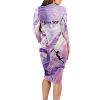 Personalized Polynesian Lupus Awareness Family Matching Long Sleeve Bodycon Dress and Hawaiian Shirt Butterfly Hologram Lupus Warrior LT01 - Polynesian Pride