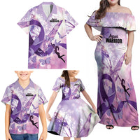 Personalized Polynesian Lupus Awareness Family Matching Off Shoulder Maxi Dress and Hawaiian Shirt Butterfly Hologram Lupus Warrior LT01 - Polynesian Pride