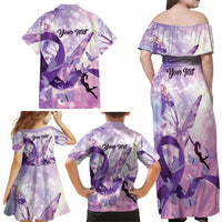 Personalized Polynesian Lupus Awareness Family Matching Off Shoulder Maxi Dress and Hawaiian Shirt Butterfly Hologram Lupus Warrior LT01 - Polynesian Pride