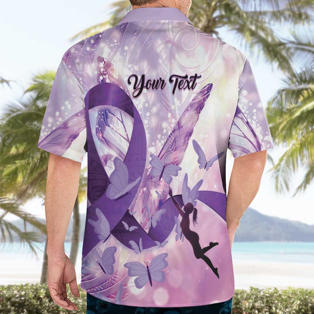 Personalized Polynesian Lupus Awareness Hawaiian Shirt Butterfly Hologram Lupus Warrior