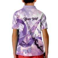 Personalized Polynesian Lupus Awareness Kid Polo Shirt Butterfly Hologram Lupus Warrior LT01 - Polynesian Pride