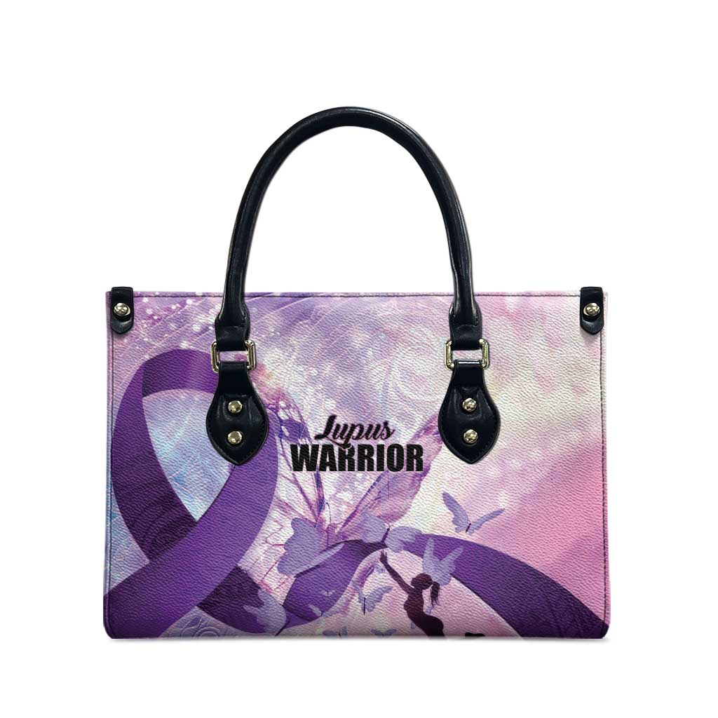 Polynesian Lupus Awareness Leather Bag Butterfly Hologram Lupus Warrior