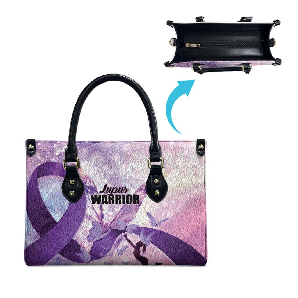 Polynesian Lupus Awareness Leather Bag Butterfly Hologram Lupus Warrior