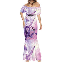 Personalized Polynesian Lupus Awareness Mermaid Dress Butterfly Hologram Lupus Warrior