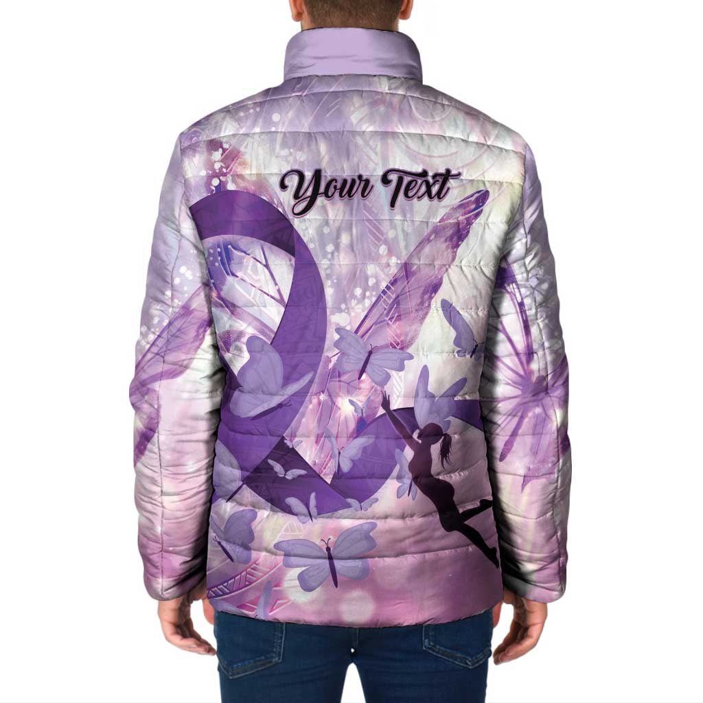 Personalized Polynesian Lupus Awareness Padded Jacket Butterfly Hologram Lupus Warrior LT01 - Polynesian Pride