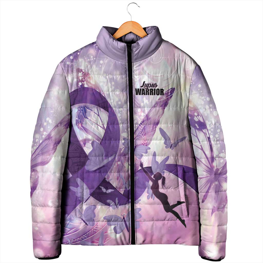 Personalized Polynesian Lupus Awareness Padded Jacket Butterfly Hologram Lupus Warrior LT01 - Polynesian Pride