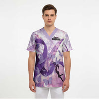 Personalized Polynesian Lupus Awareness Scrub Top Butterfly Hologram Lupus Warrior LT01 - Polynesian Pride