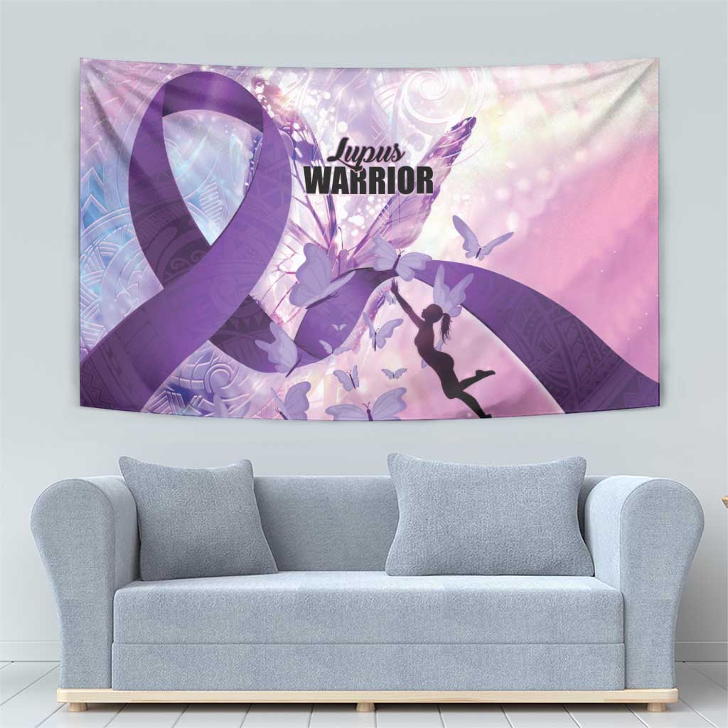 Polynesian Lupus Awareness Tapestry Butterfly Hologram Lupus Warrior