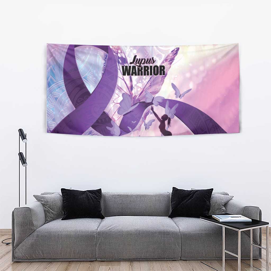 Polynesian Lupus Awareness Tapestry Butterfly Hologram Lupus Warrior