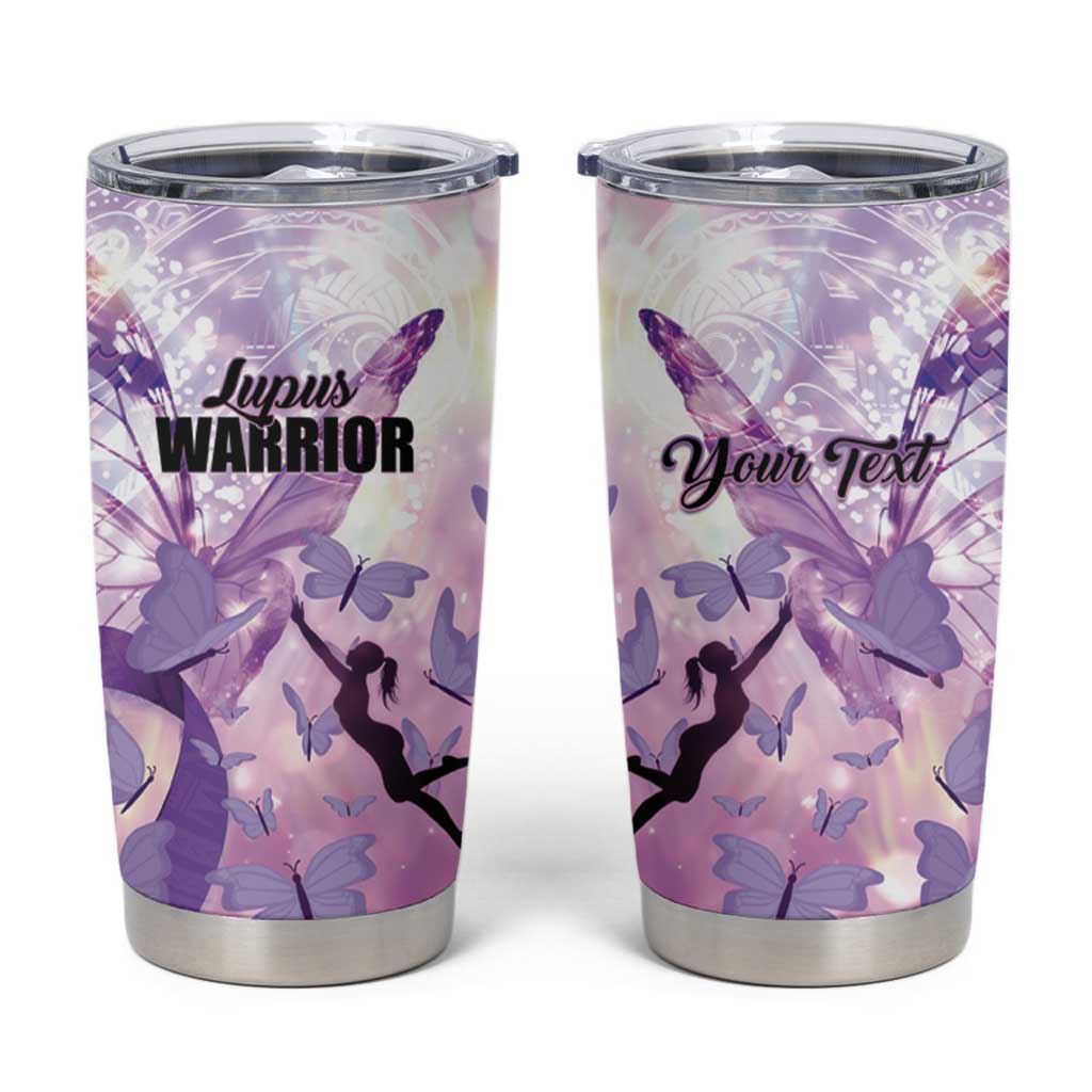 Personalized Polynesian Lupus Awareness Tumbler Cup Butterfly Hologram Lupus Warrior