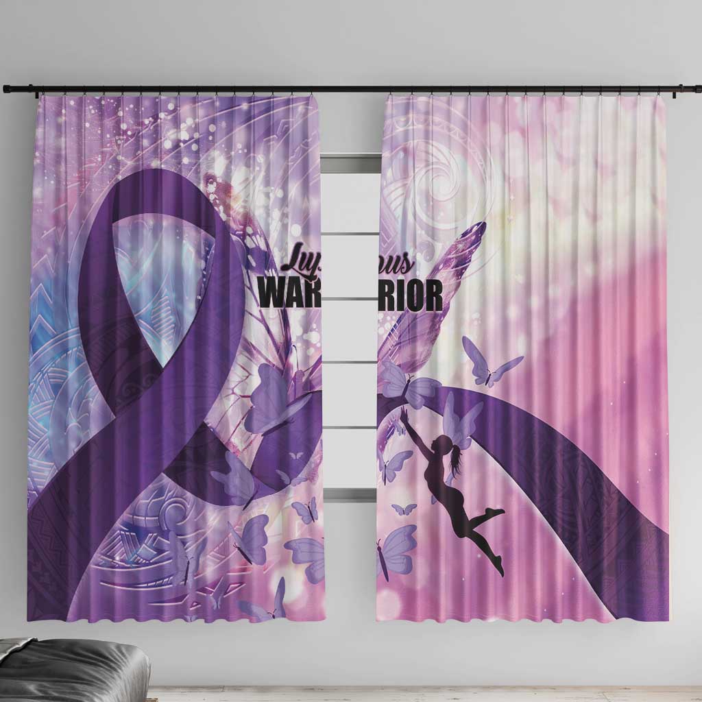 Polynesian Lupus Awareness Window Curtain Butterfly Hologram Lupus Warrior LT01 With Hooks Purple - Polynesian Pride