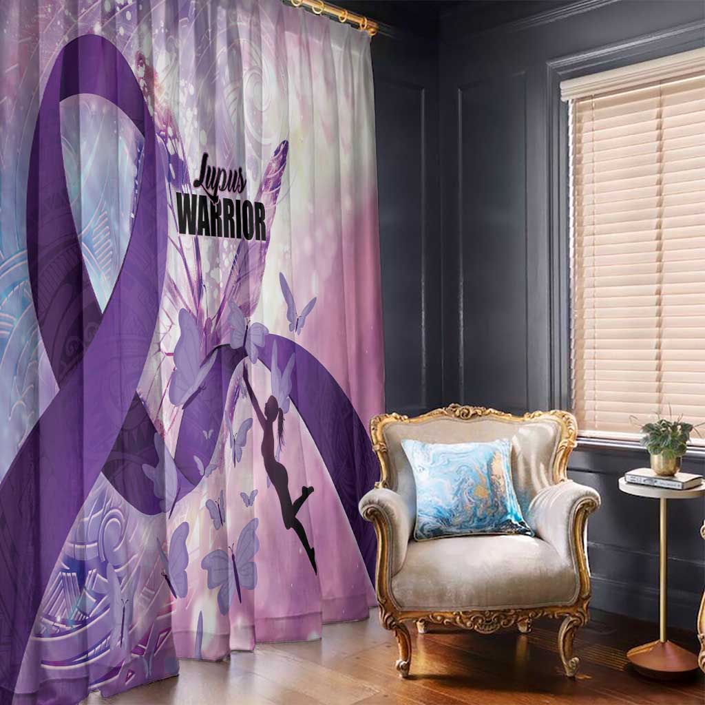 Polynesian Lupus Awareness Window Curtain Butterfly Hologram Lupus Warrior LT01 - Polynesian Pride