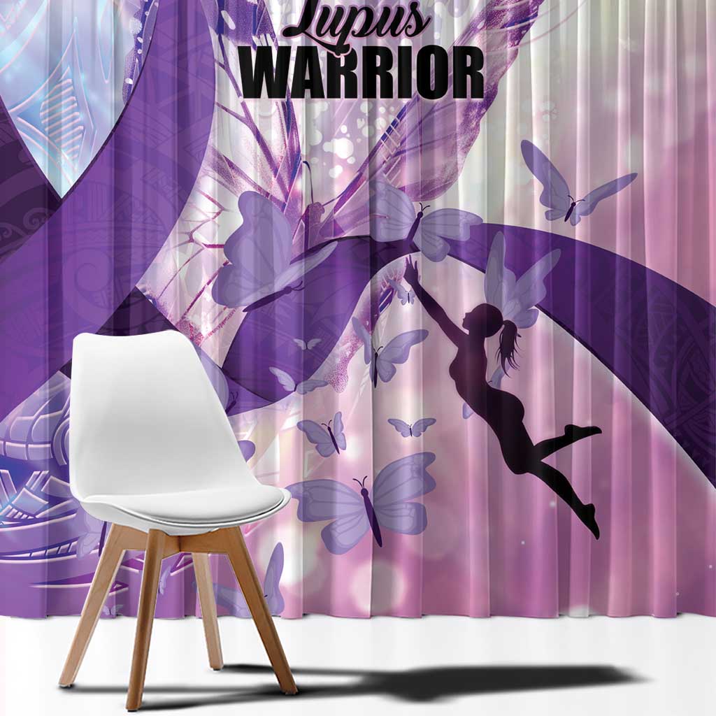 Polynesian Lupus Awareness Window Curtain Butterfly Hologram Lupus Warrior LT01 - Polynesian Pride