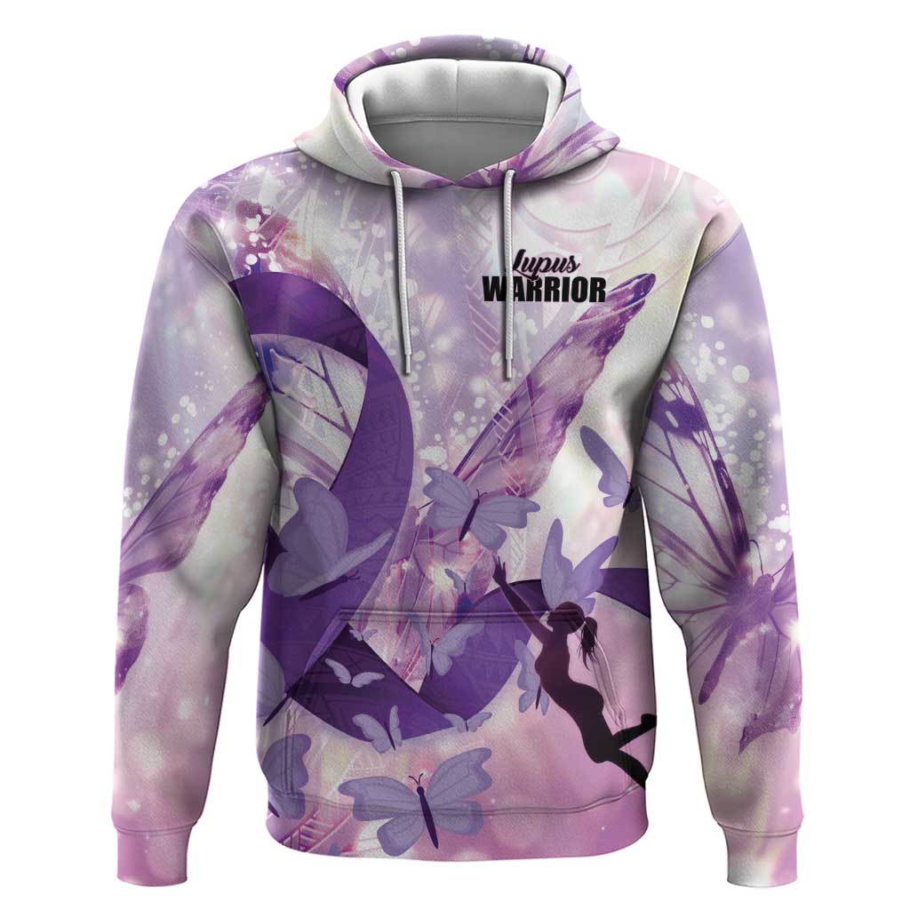 Personalized Polynesian Lupus Awareness Zip Hoodie Butterfly Hologram Lupus Warrior