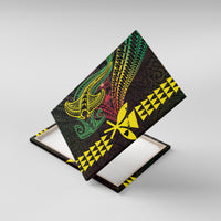 Hawaii Kakau Hammerhead Shark Canvas Wall Art Neon Plumeria Pattern