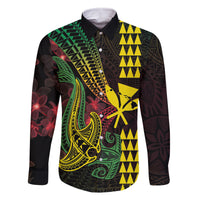 Hawaii Kakau Hammerhead Shark Family Matching Off Shoulder Maxi Dress and Hawaiian Shirt Neon Plumeria Pattern