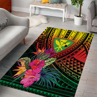 Hawaii Kanaka Maoli Flag Day Area Rug Tropical Flowers