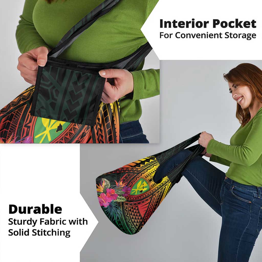 Hawaii Kanaka Maoli Flag Day Grocery Bag Tropical Flowers