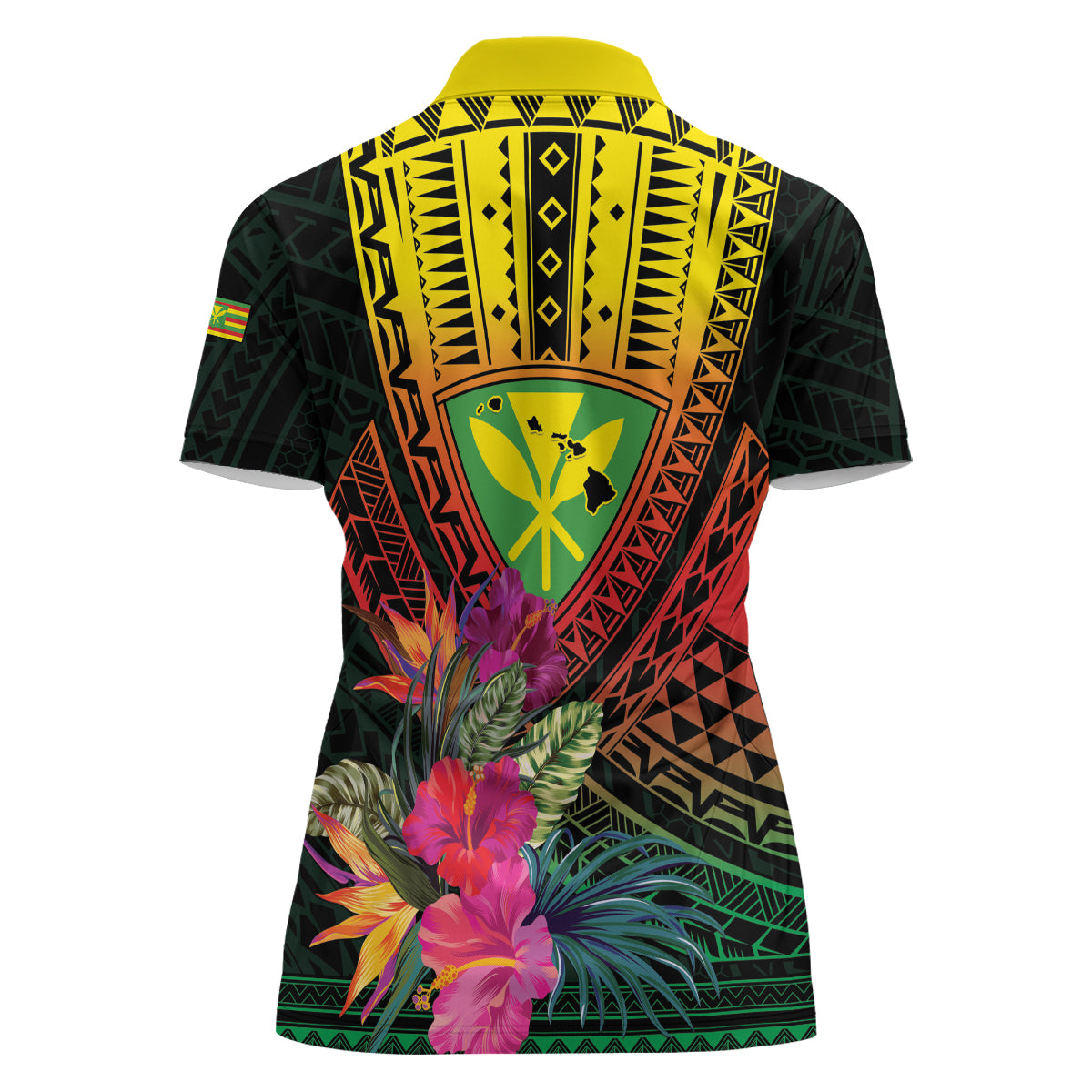 Hawaii Kanaka Maoli Flag Day Women Polo Shirt Tropical Flowers