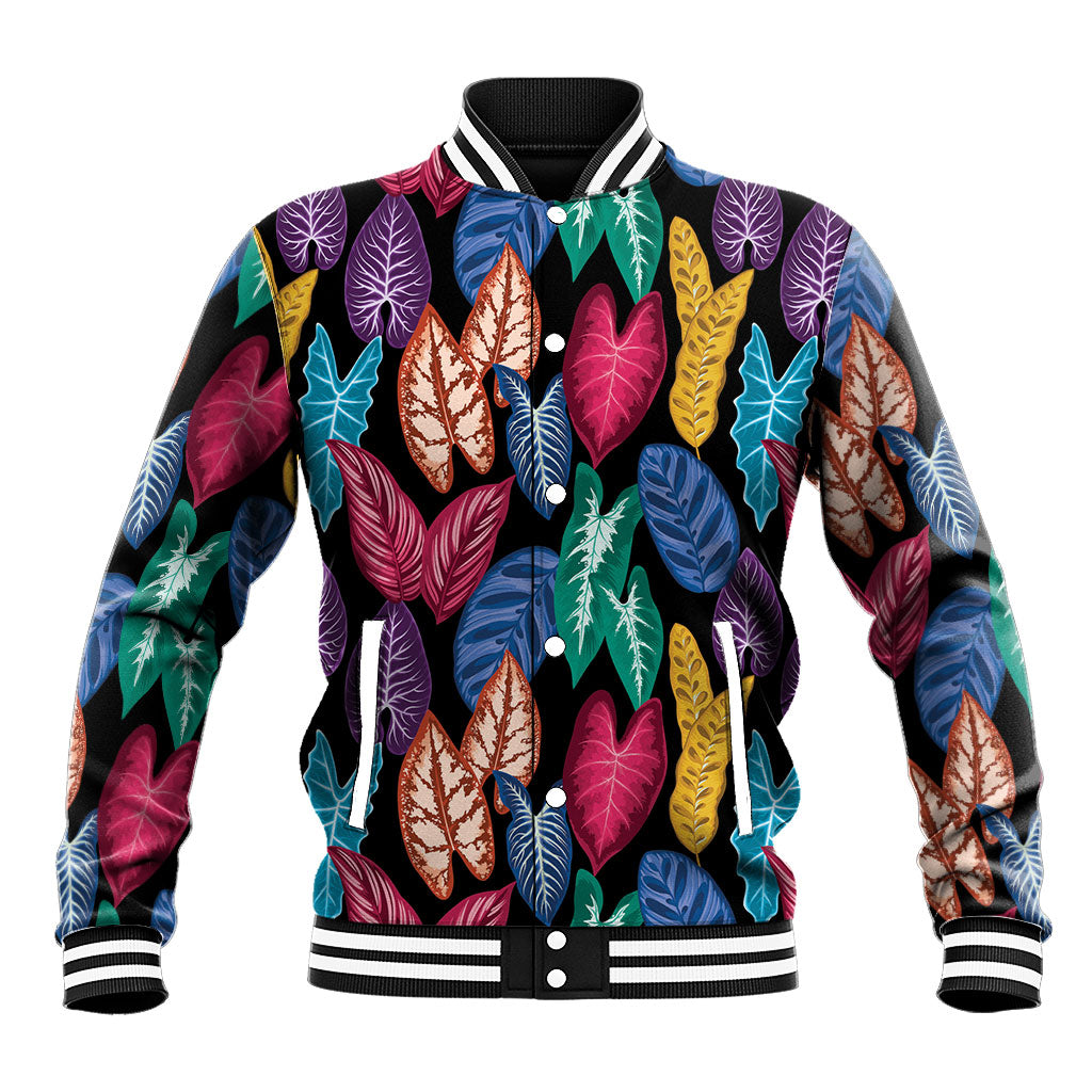 Hawaii Colorful Tropical Leaves Baseball Jacket