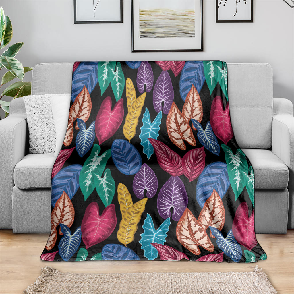 Hawaii Colorful Tropical Leaves Blanket
