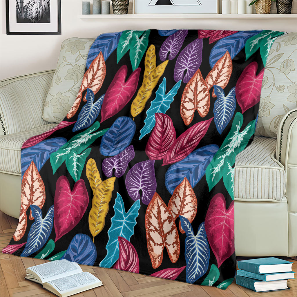 Hawaii Colorful Tropical Leaves Blanket