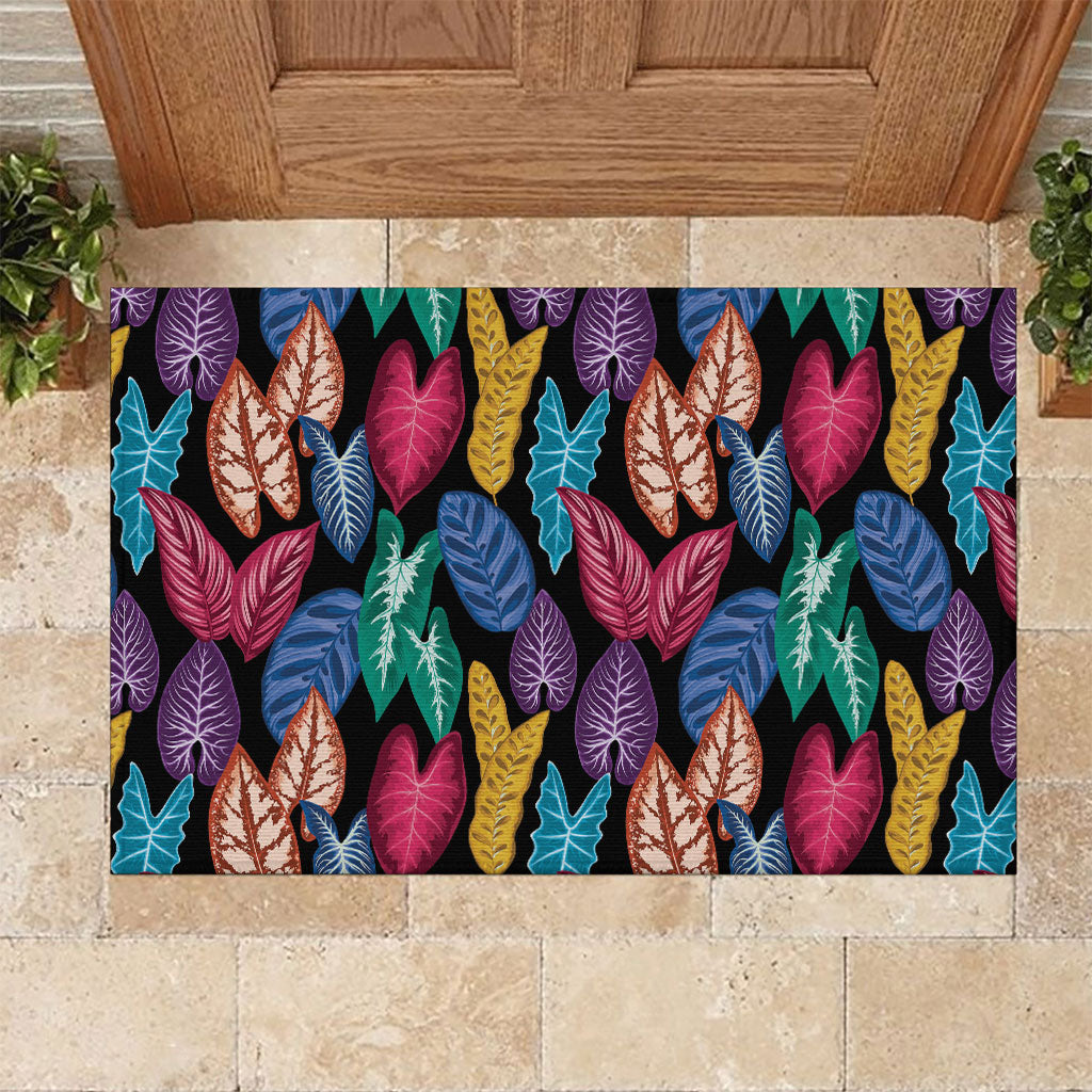 Hawaii Colorful Tropical Leaves Rubber Doormat