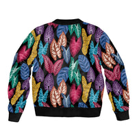 Hawaii Colorful Tropical Leaves Sleeve Zip Bomber Jacket LT01 - Polynesian Pride