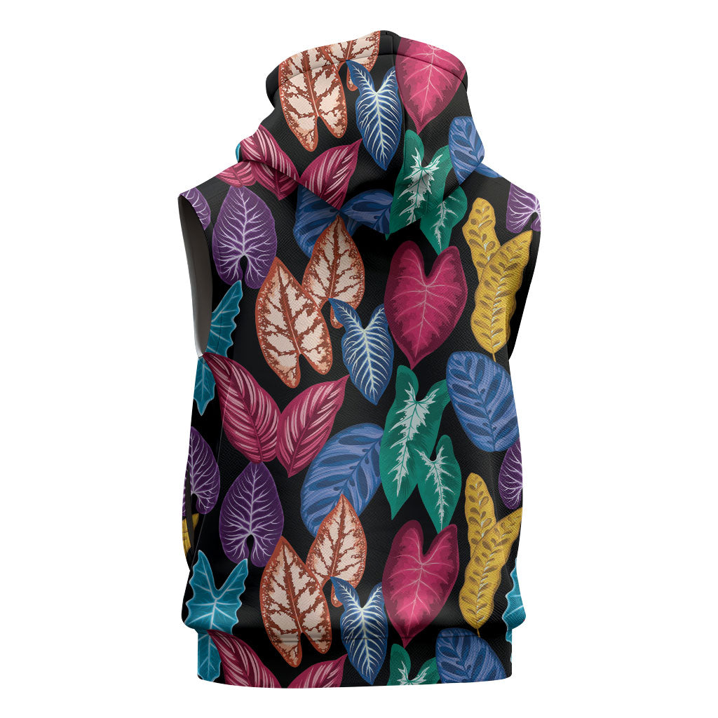 Hawaii Colorful Tropical Leaves Sleeveless Zip Hoodie LT01 - Polynesian Pride