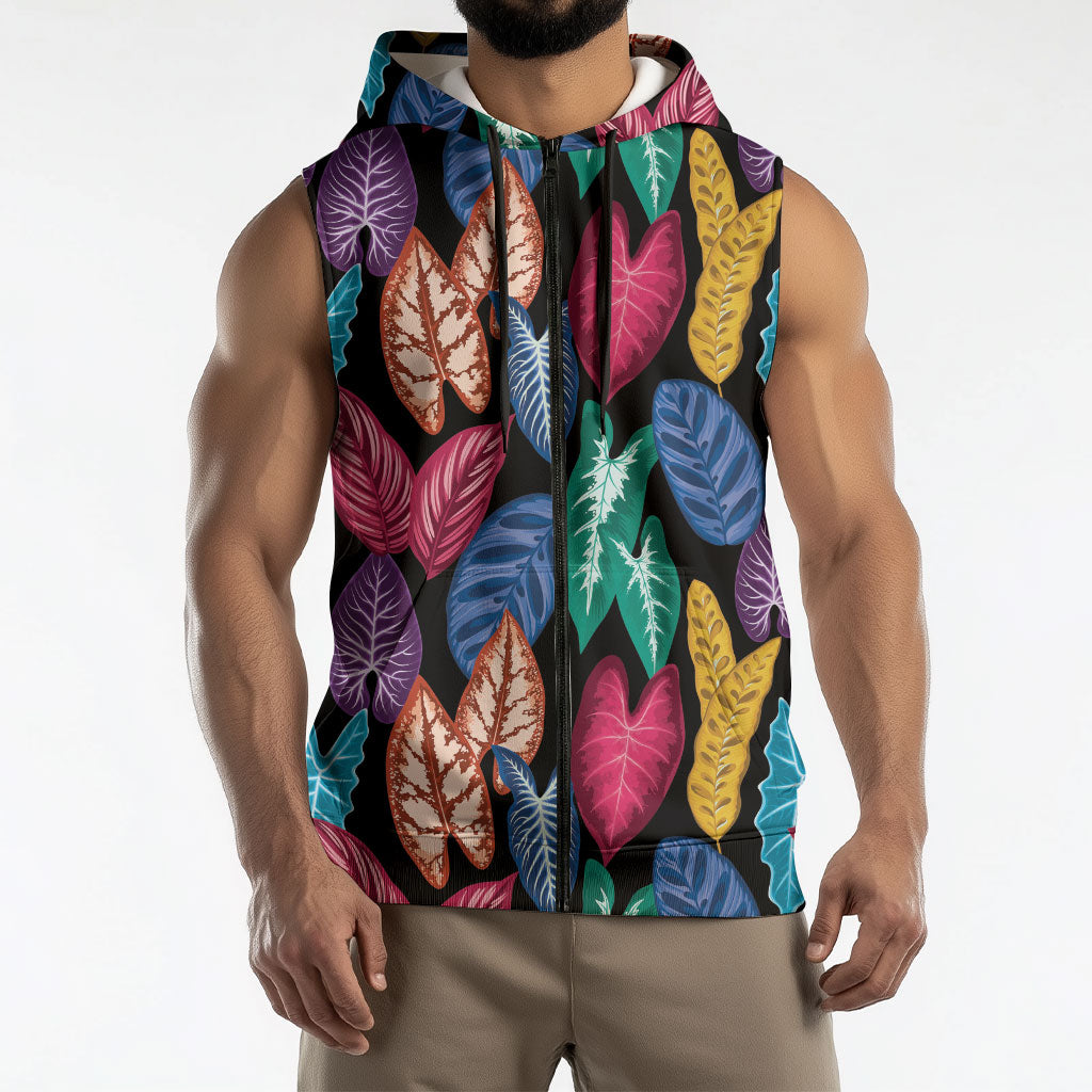 Hawaii Colorful Tropical Leaves Sleeveless Zip Hoodie LT01 - Polynesian Pride