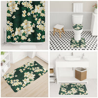 Hawaii Hibiscus Plumeria Green Bathroom Set Polynesian Pattern