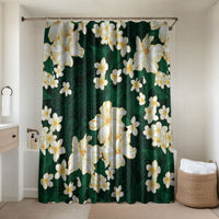 Hawaii Hibiscus Plumeria Green Bathroom Set Polynesian Pattern