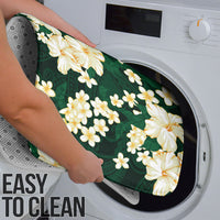 Hawaii Hibiscus Plumeria Green Bathroom Set Polynesian Pattern