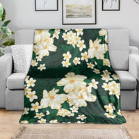 Hawaii Hibiscus Plumeria Green Blanket Polynesian Pattern