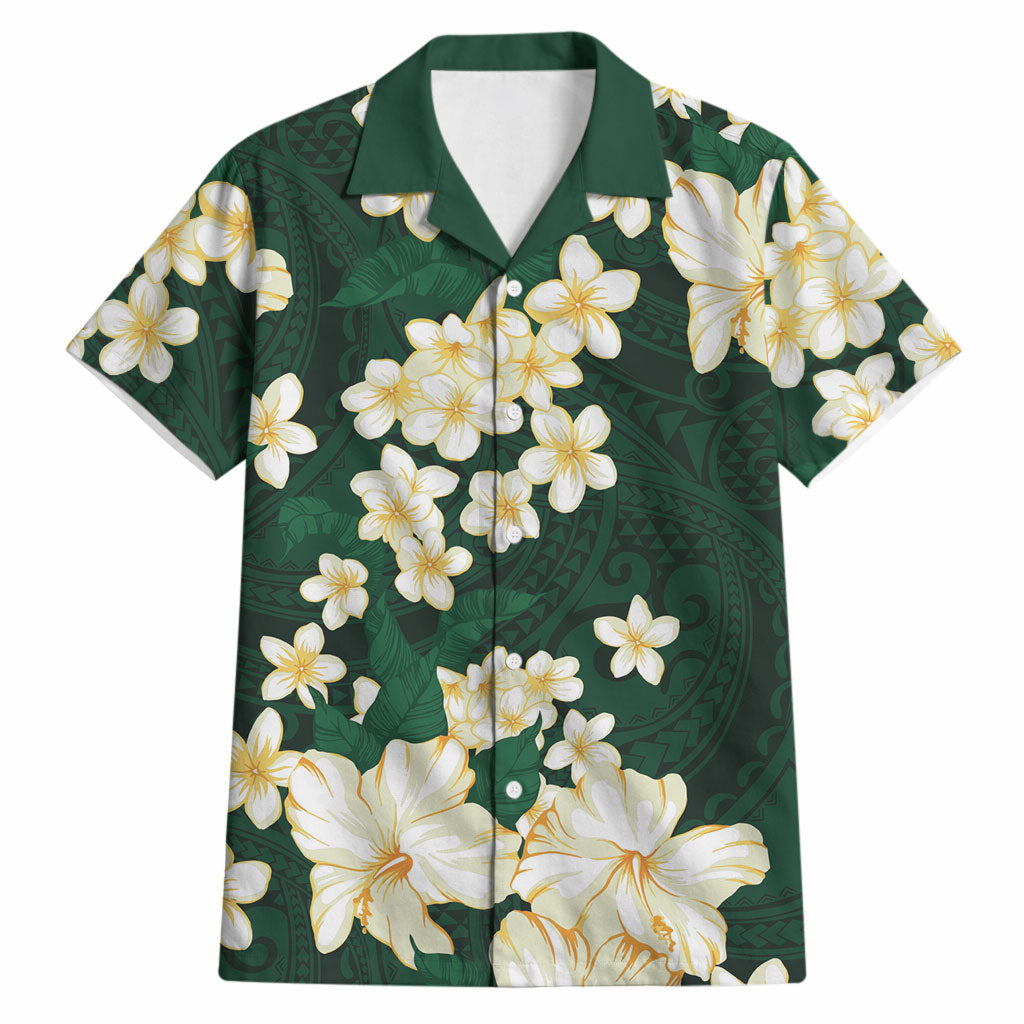 Hawaii Hibiscus Plumeria Green Hawaiian Shirt Polynesian Pattern LT01 Green - Polynesian Pride